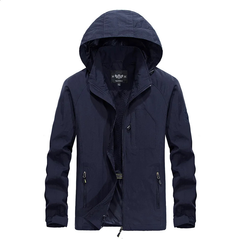Fashionable mens casual windproof jacket hooded jacket mens waterproof outdoor soft shell winter jacket warm plus size 240905