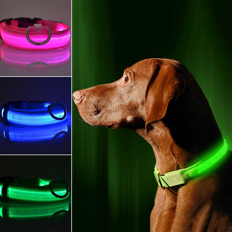 LED Glowing Dog Collars Light Luminous Flashing Glowing Bright Collar for Dogs Night Safety Dog Walking Supplies Pet Products