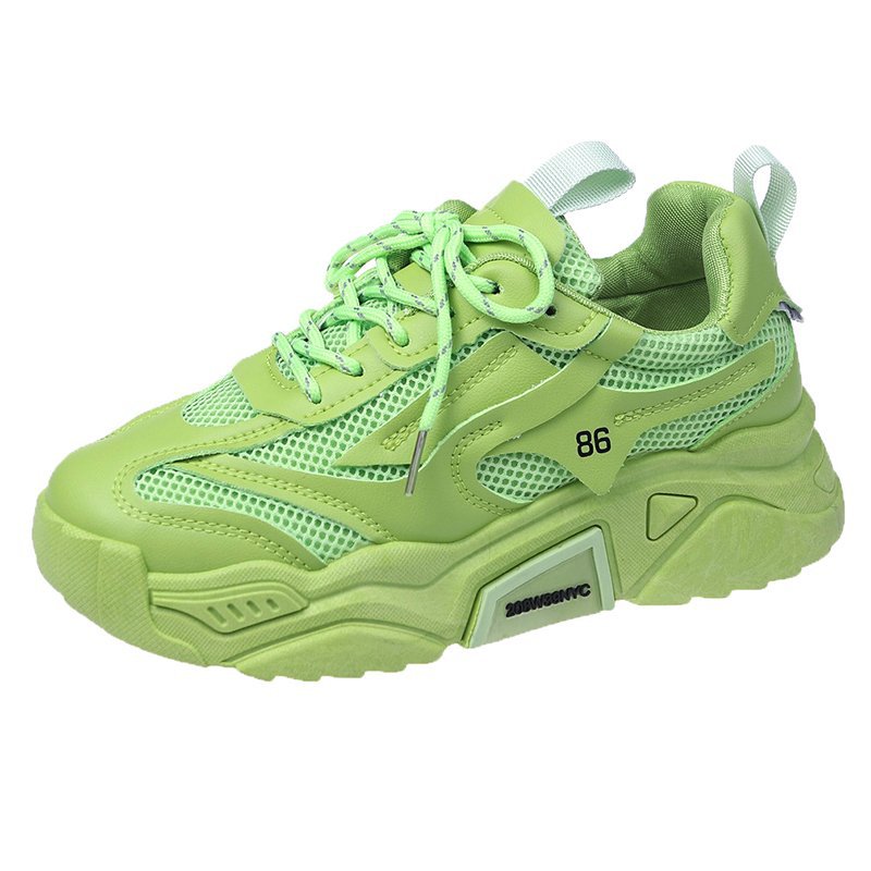 Fashion White Chunky Sneakers Women Shoes Korean Yellow Sneakers Breathable Height Increased Non-slip Casuals Shoes Autumn