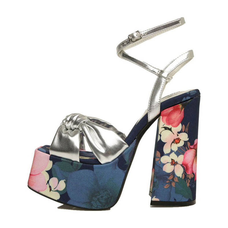 2023 New Print Lace-up Sexy Wedding Party Sandals Summer European American Nightclub Fashion High Heels Size 34-43 Women's Shoes