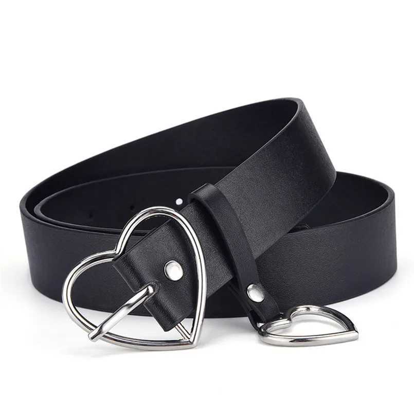 Womens Cute Leather Belt Metal Heart Shape Buckle Camel Retro PU Waistband Designer Cinto Feminino Pants Strap for Women GirlsX240914