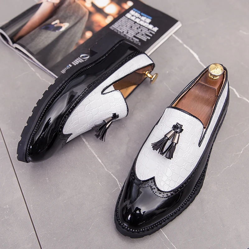 British Style Men's Leather Loafers Slip On Business Casual Shoes for Men Wedding Shoe Designer Formal Shoes Driving Mocassins