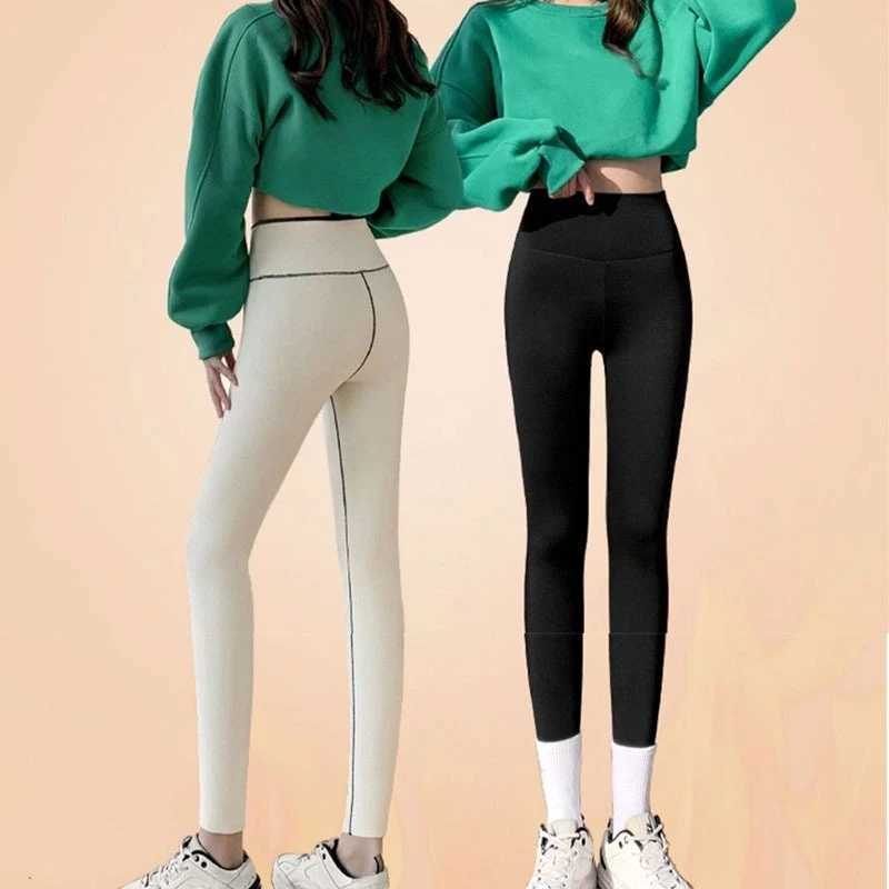 Autumn Winter High Waist Plus Velvet Shark Pants Women Seamless Fleece Warm Leggings Slim Casual Sports Fitness Yoga LeggingsX240914