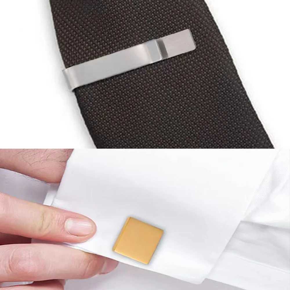 3 Pcs Formal Wear Decorate Cufflinks Tie Clip Set Necktie Clip Clasp Men Jewelry Pin Clasp Multiple Color Simple BusinessX240914
