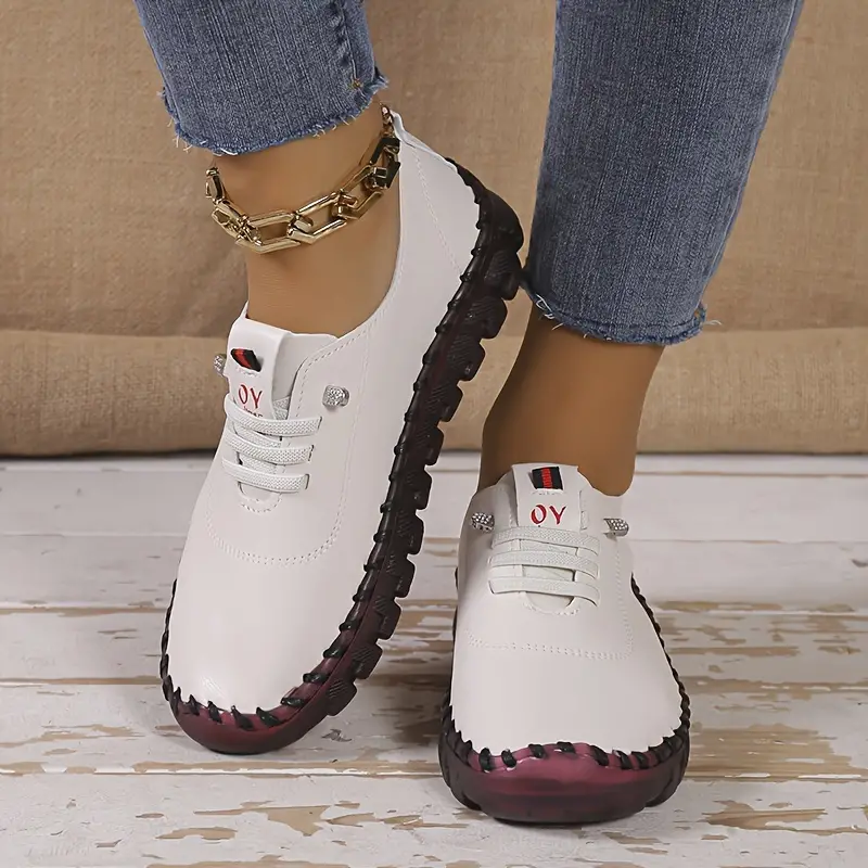 Casual Sneakers for Women: Leather Lace-Up Flats, Platform Loafers Shoes 4 Platm