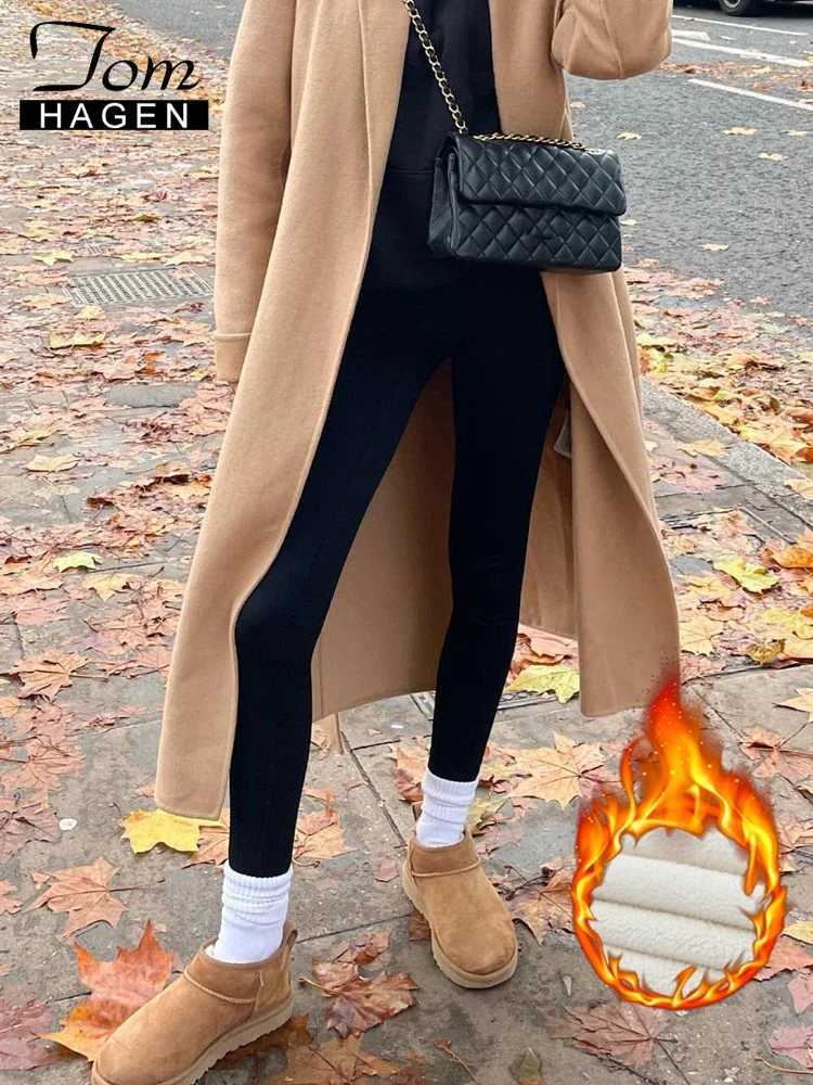 2023 Womens Winter Leggings with Fleece Cotton Thick Skinny Thermal Velvet Legging Casual Brown Warm Ribbed Leggings for WomenX240914