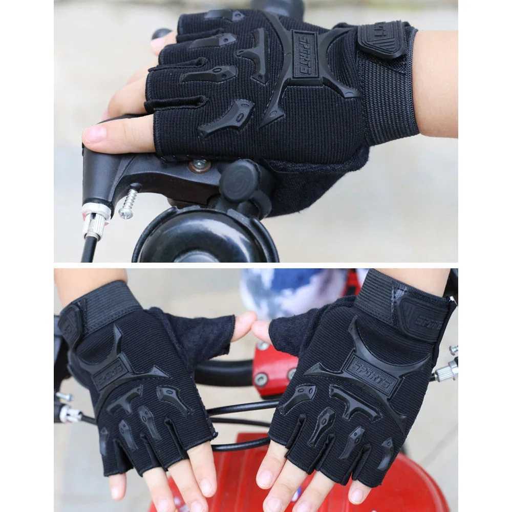 1Pair Kids Tactical Fingerless Gloves Army Military Camo Anti-Skid Mittens Half Finger Boys Girls Children Outdoor Sport Cycling Y240914