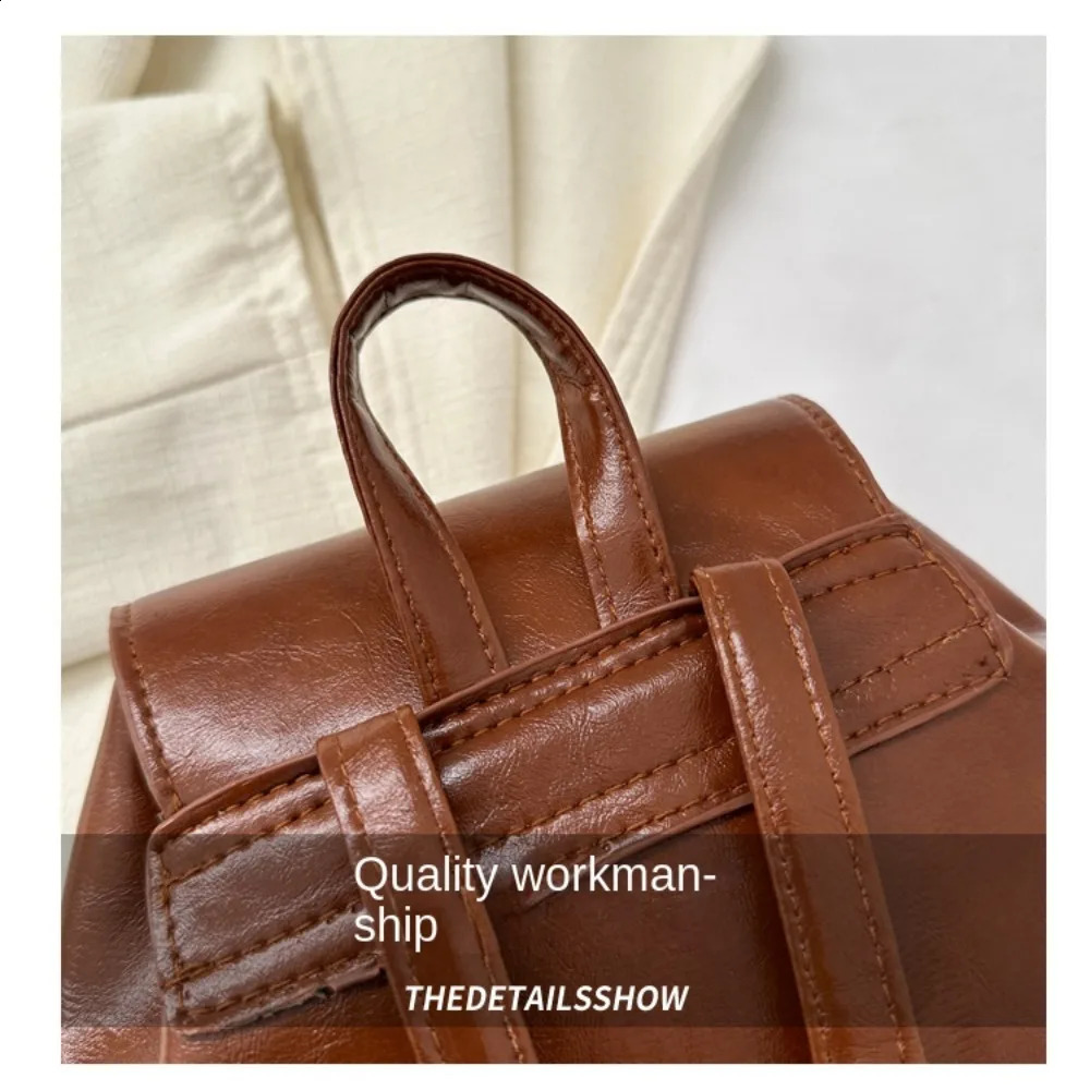 Creative PU Leather Travel Bag Wool Patchwork Drawstring Beading Bucket School Bag Checkered Bag 240912