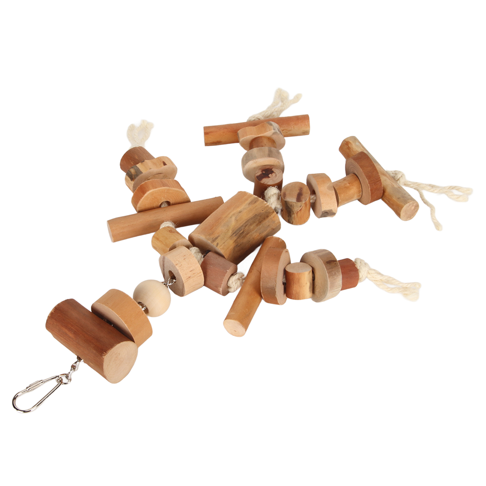Parrot Toys Wood Blocks Bird Toys Reduce Anxiety Exercise Beak Bird Chew Toys With Movable Hooks For Birds Parrots