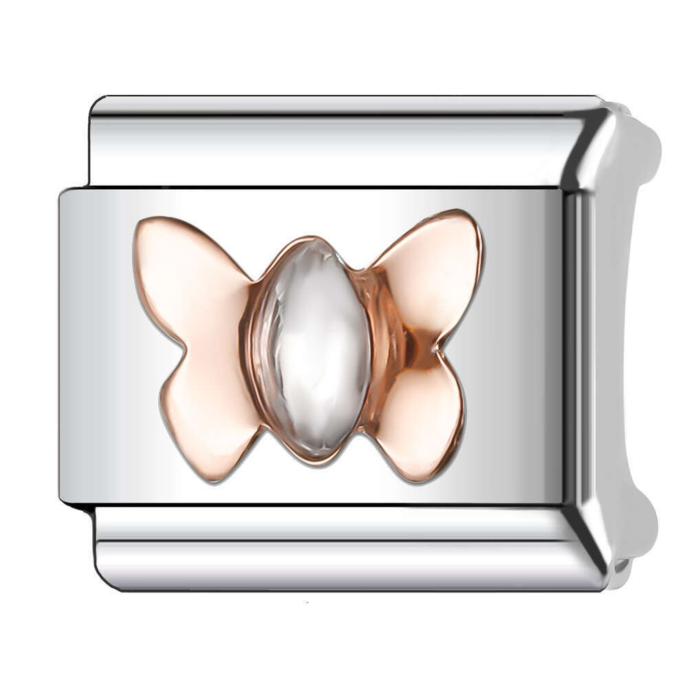 New Women's Gift butterfly flower Bead Italian Charms Links Bangle Beads Fit 9mm Stainless Steel Bracelet Making DIY For Women Fashion Jewelry