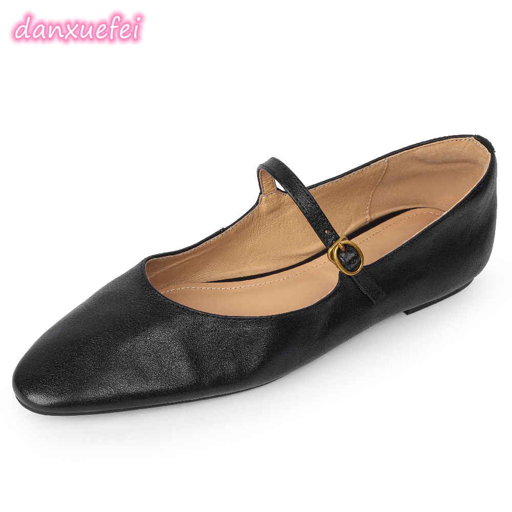 Women's Genuine Leather Round Toe Slip-On Mary Jane Flats Casual Breathable High-Quality Espadrilles Shoes 4