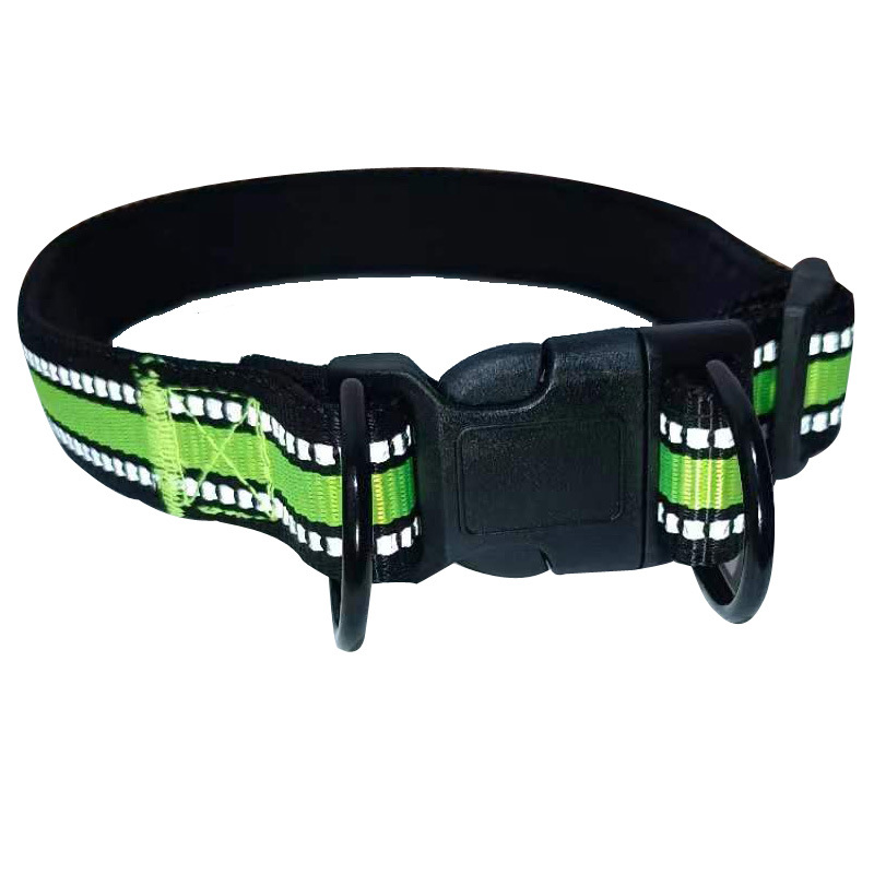 Pet Collar Reflective Large Medium Small Dog Collar Adjustable Dog Collar with Double D Ring and Neoprene Lining Pet Accessories