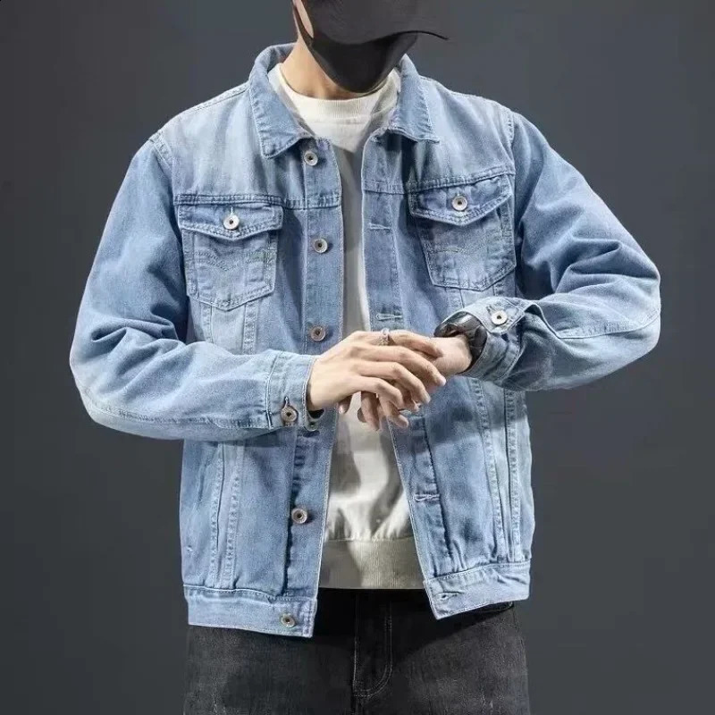 Denim Jackets Man Black Jeans Coat for Men Padded Wool with Sheep Button Padding Warm Size L Korea Joker Outwear Y2k Winter 2024 240913