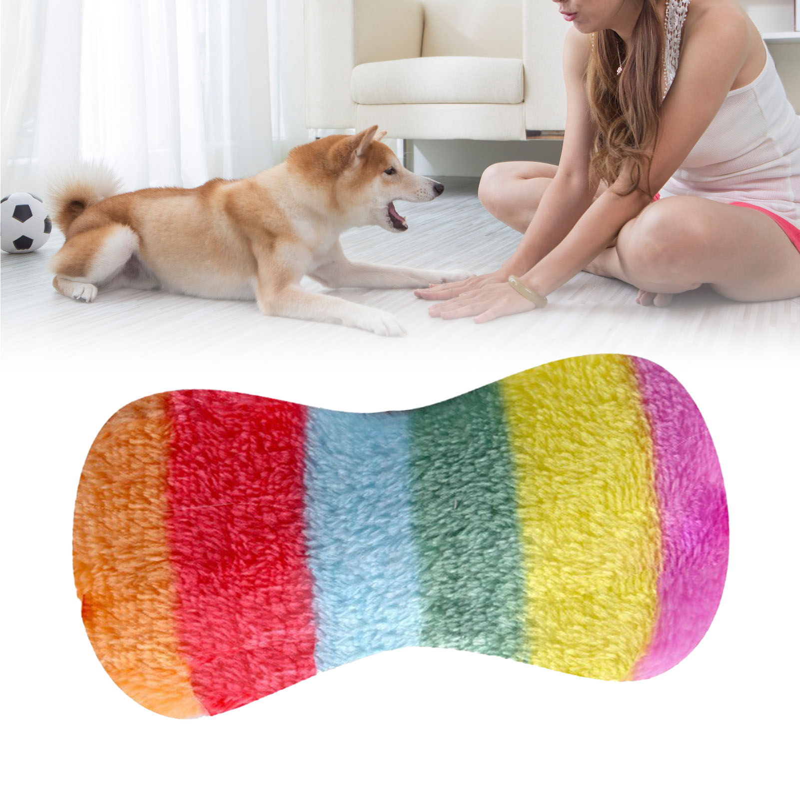 Plush Pet Chewing Bone Toy Bite Resistant Pet Teething Toy Soft Anxiety Reduction Toy For Dogs