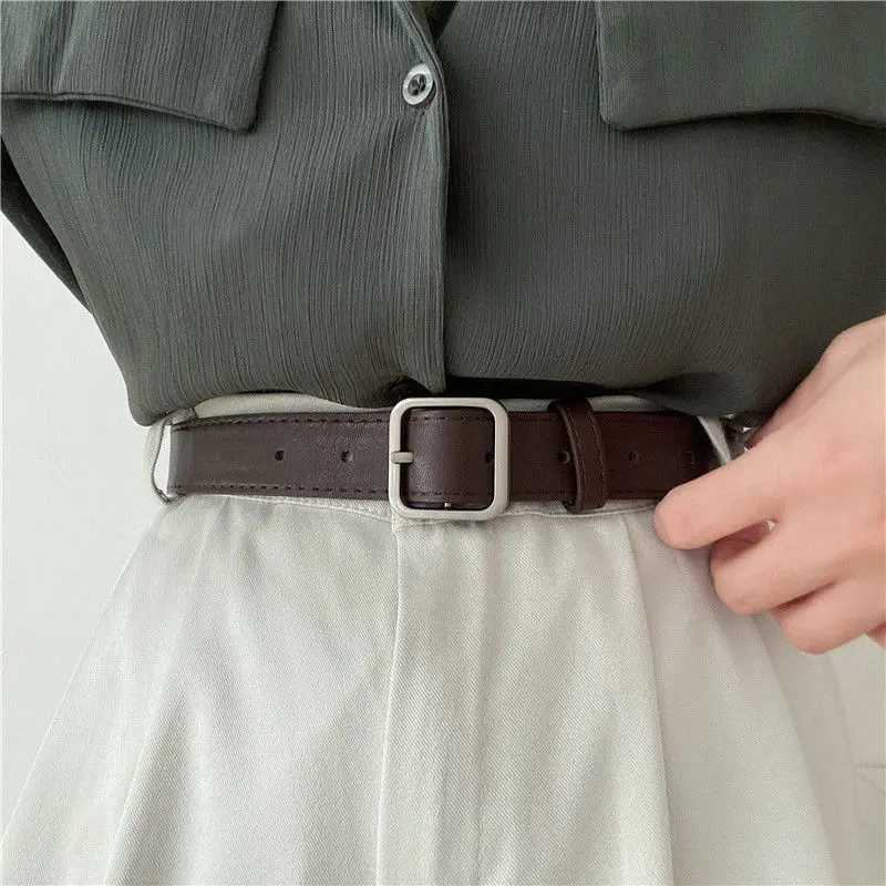 2013 new Korean fashion wild belt Chic students casual retro simple square buckle belt trouser belt men and womenX240914