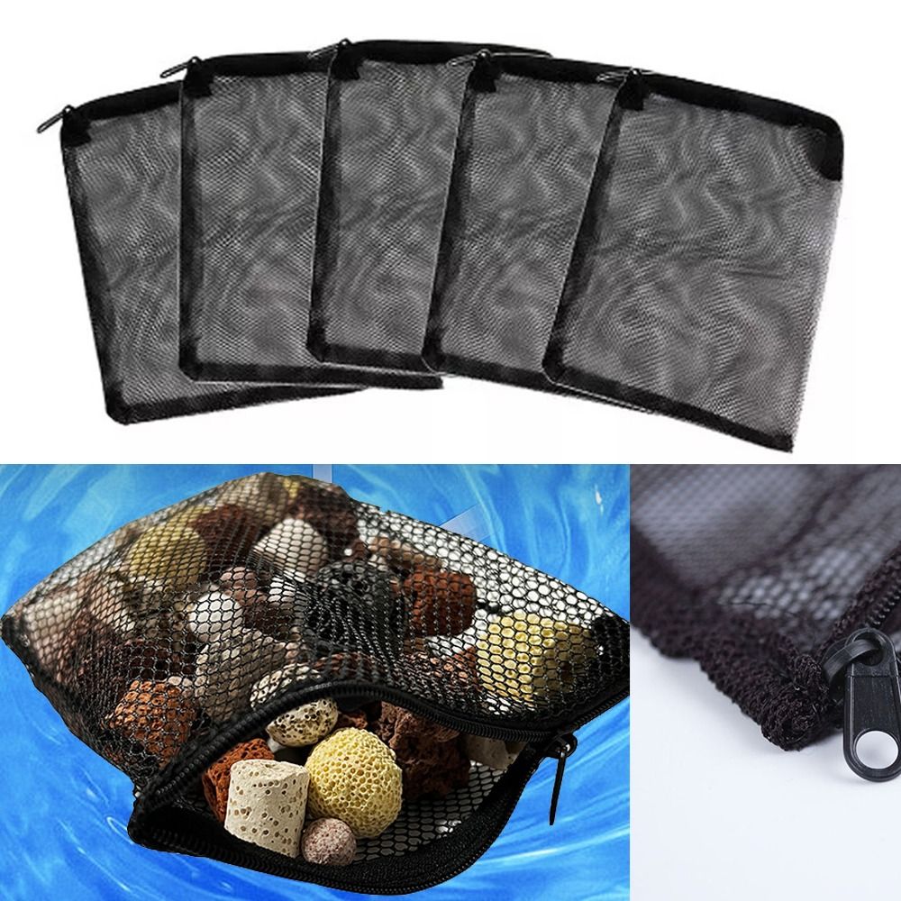 New Isolation Bag Nylon Filter Bag Pond Media Black Filter Net Bag Reusable for Aquarium Fish Tank Mesh Zip Net Bag
