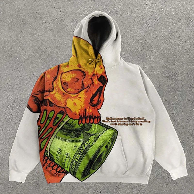 Y2k Clothes Harajuku Retro Streetwear Clothing Y2k Men Sweatshirt Pattern Printing Oversized Hoodie Harajuku Pullover Hoodie 240913