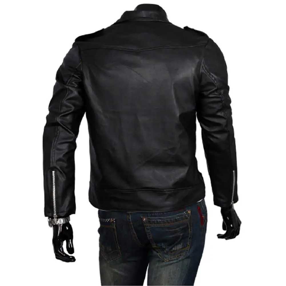 Men Leather Jacket Slim Fit Motorcycle Jacket Zipper Casual Coat Spring Autumn WinterX240913