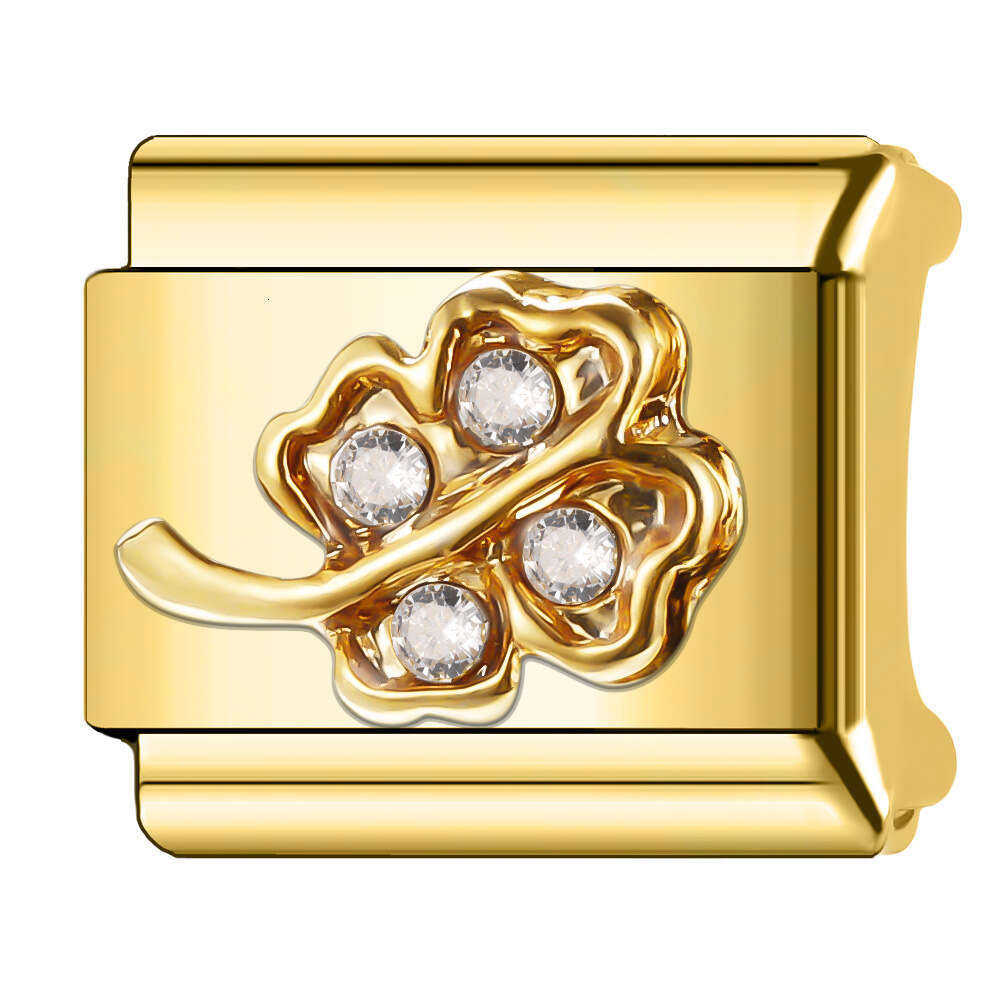 New Women's Gift Shine gold crown Bead Italian Charms Links Bangle Beads Fit 9mm Stainless Steel Bracelet Making DIY For Women Fashion Jewelry