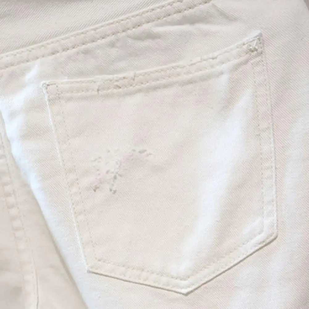 White Jeans Shorts Men All-match Fashion Ripped Hole Slim Stretch Shorts Streetwear Hip Hop Denim Shorts for men X240914