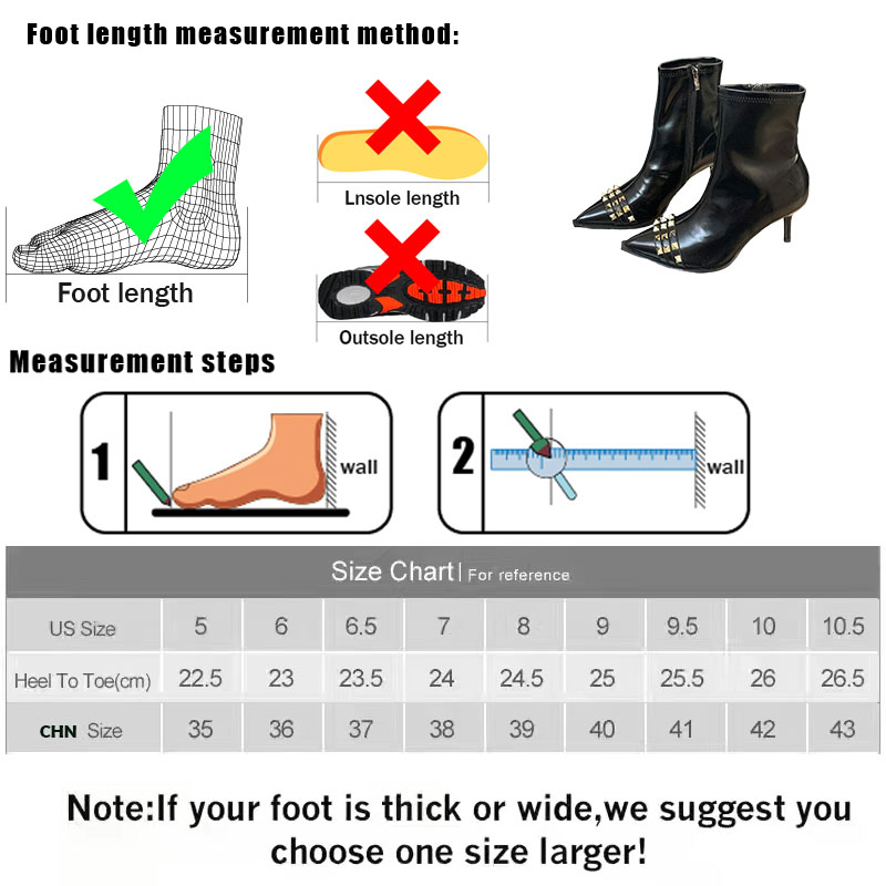 New Fashion Rivet Footwear Ankle Elastic For Women Zippers Female Pointed Toe Ladies Short Boots With Heels Shoes