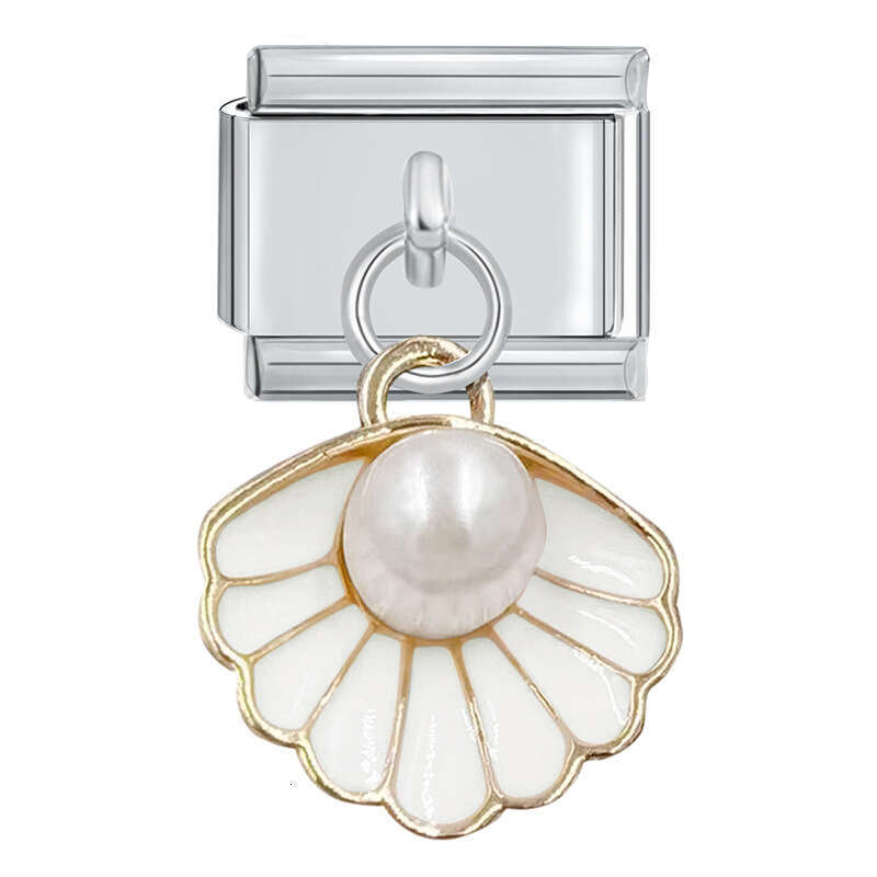 New Women's Gift Daisy Pendant with enamel Italian Charms Links Bangle Beads Fit 9mm Stainless Steel Bracelet Making DIY For Women Fashion Jewelr