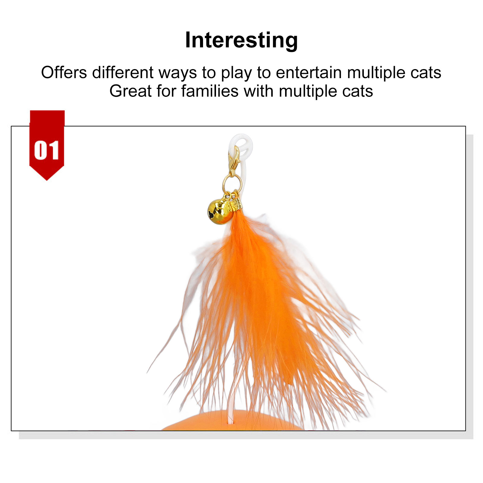 Interactive Ball Tower Toy for Indoor Kitten, Detachable Cat Track, Puzzle Toy with Scratcher, Teasing Feather