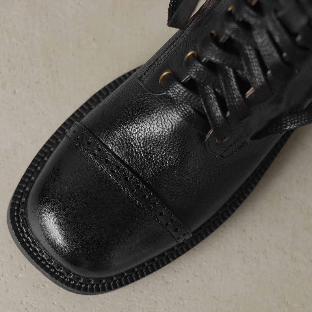 2024 danxuefei autumn/winter new women's cow leather lace-up mid-calf motorcycle square toe high quality soft half boots dd38