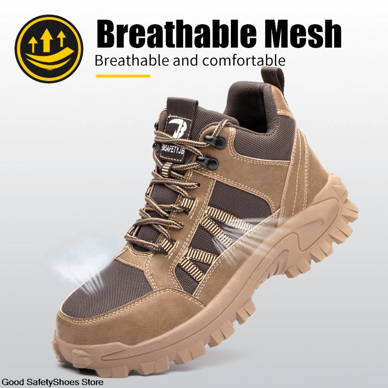 Steel With Toe Anti-Smash Work Shoes Breathable Outdoor Safety Boots Men Security Hiking Boot 4fbe