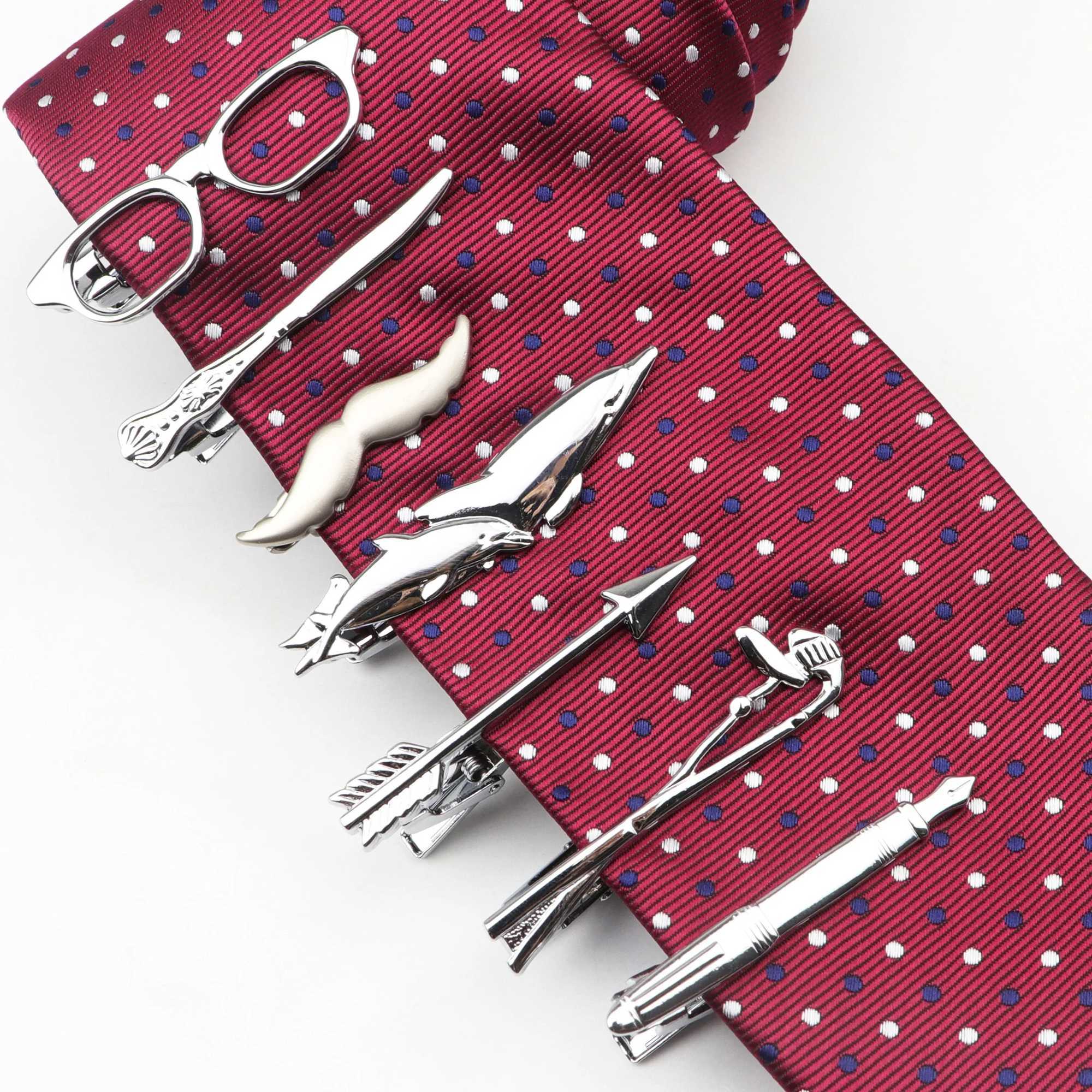 Fashion Metal Clips Tie Bar Fork Knife Spoon Clasp Chef Cook Pen Dolphin Arrow Car Plane Nacktie Holder Gift For Men AccessoryX240914