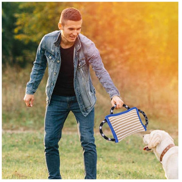Wholesale dog bite pillow hemp, tear resistant, 3-handle dog bite pillow dog bite pillow jute safety training pet tugs pillow