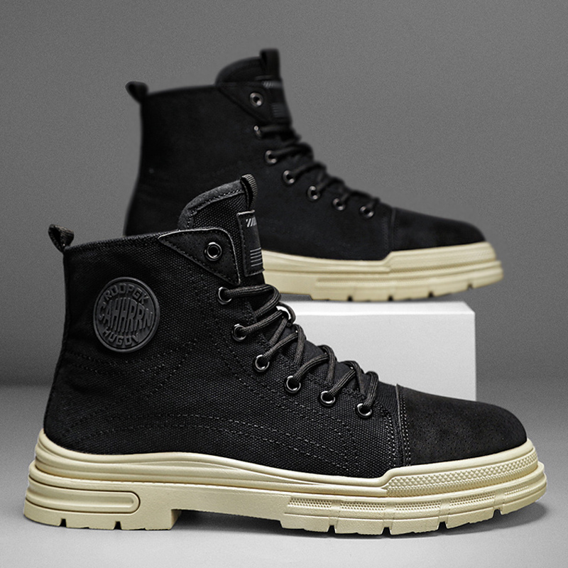 Winter INS Men Canvas Shoes Platform Outdoor Punk Motorcycle HighQuality Boots Botas Hombre 24bb