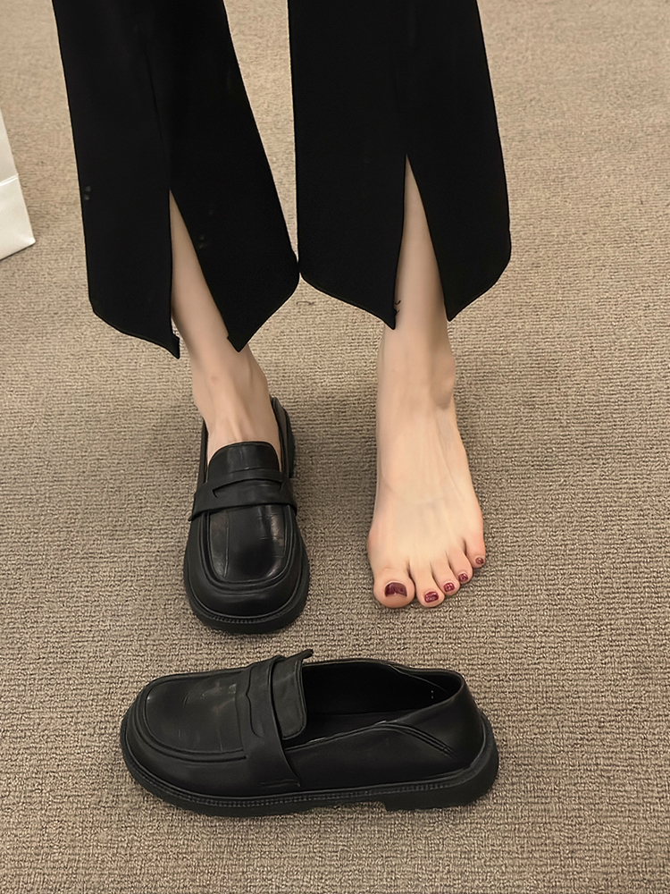 Derby Womens Shoes British Style Loafers With Fur All-Match Female Footwear New Slip-on Autumn Casual Sneaker Black Flats Shallow Mo e3de