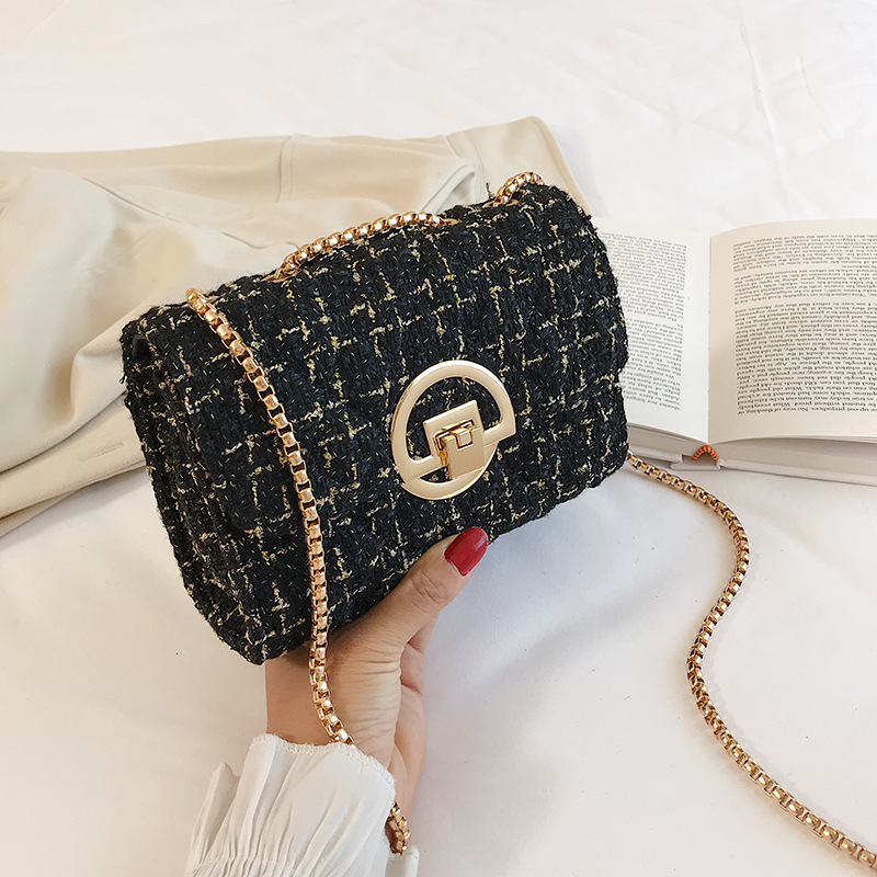 Crossbody Women's Trendy Bag: Stylish Wool Designer Chain Hot Shoulder Handbag For 2024 Bag: