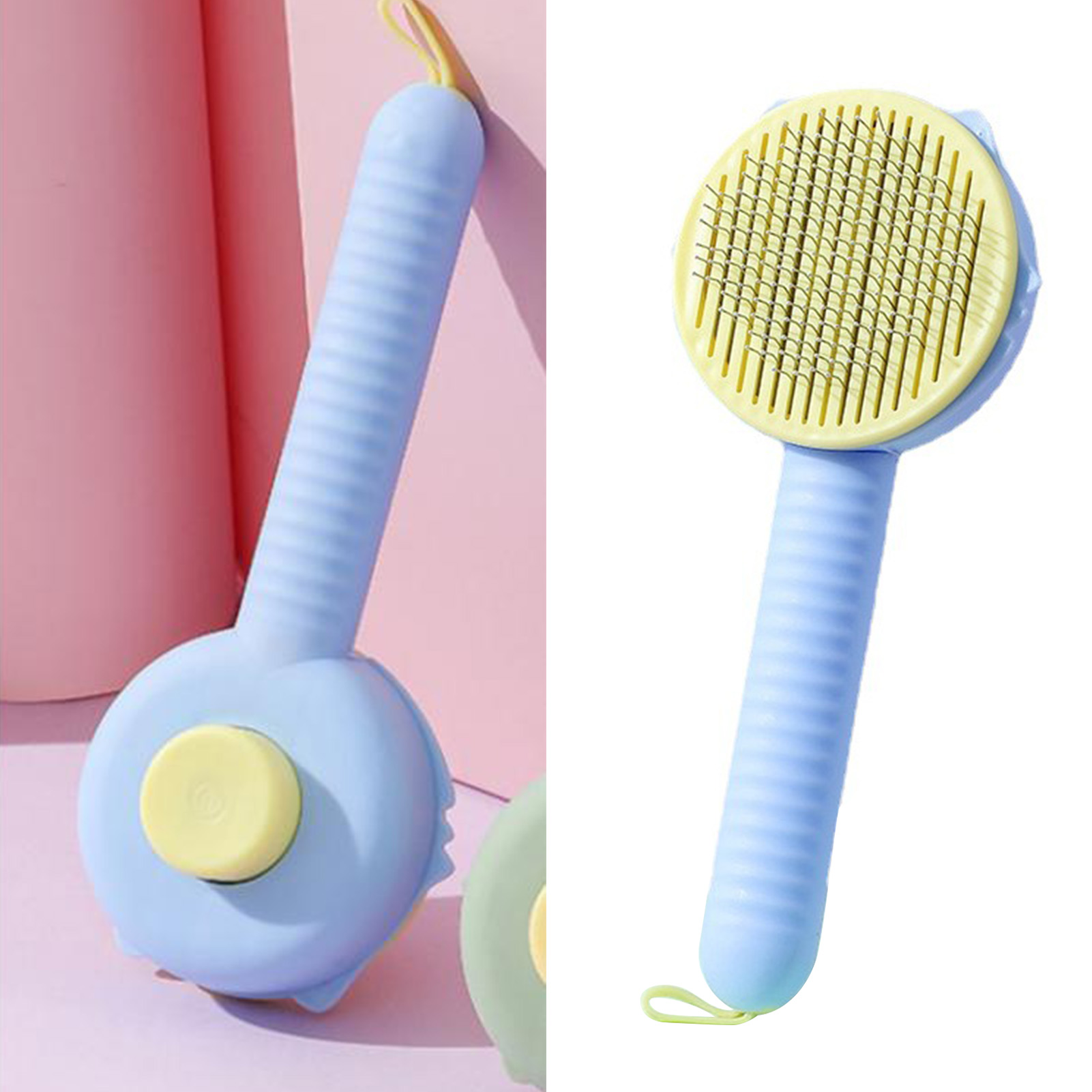 Multipurpose Stainless Steel Pet Grooming Brush, Needle Detangling, Removes Knots, Dog Slicker Brush for Cats Dogs, Long Hair