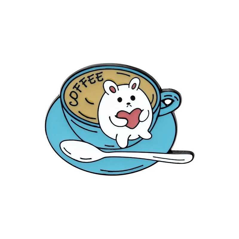 Custom Cup Cat Enamel Pins Cute Cats Coffee Animal Brooch Clothes Badge Backpacks Kitten Cafe Jewelry Gift For Friends WholesaleX240914