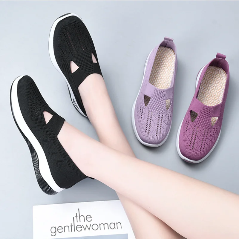 Sneakers for Cut-out Women 2024 - Breathable Slip-on Walking Shoes 4 Slipon