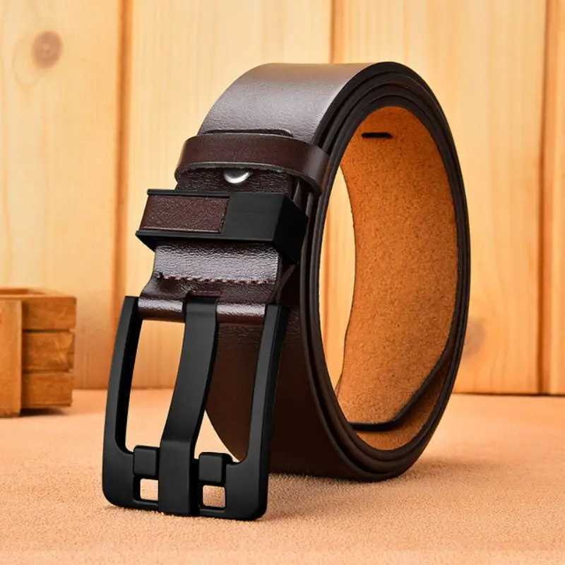 Cow Genuine Leather Luxury Strap Male Belts for Men New Large Plus Size100-130cm Vintage Pin Buckle Men Belt High QualityX240914