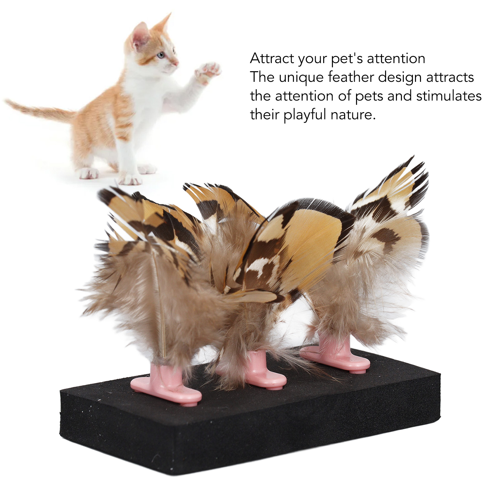 Interactive Feather Toy for Pet, Plastic Kitten Toy, Promote Circulation, Anxiety Reduction, Indoor and Outdoor, Roseate, 3PCs