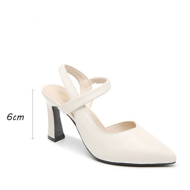 Women High Heels Sandals Shoes Pointed Toe Thick Heel Soft Sexy Pu Leather Slip on Pumps Solid Color Casual Party Office Shoes