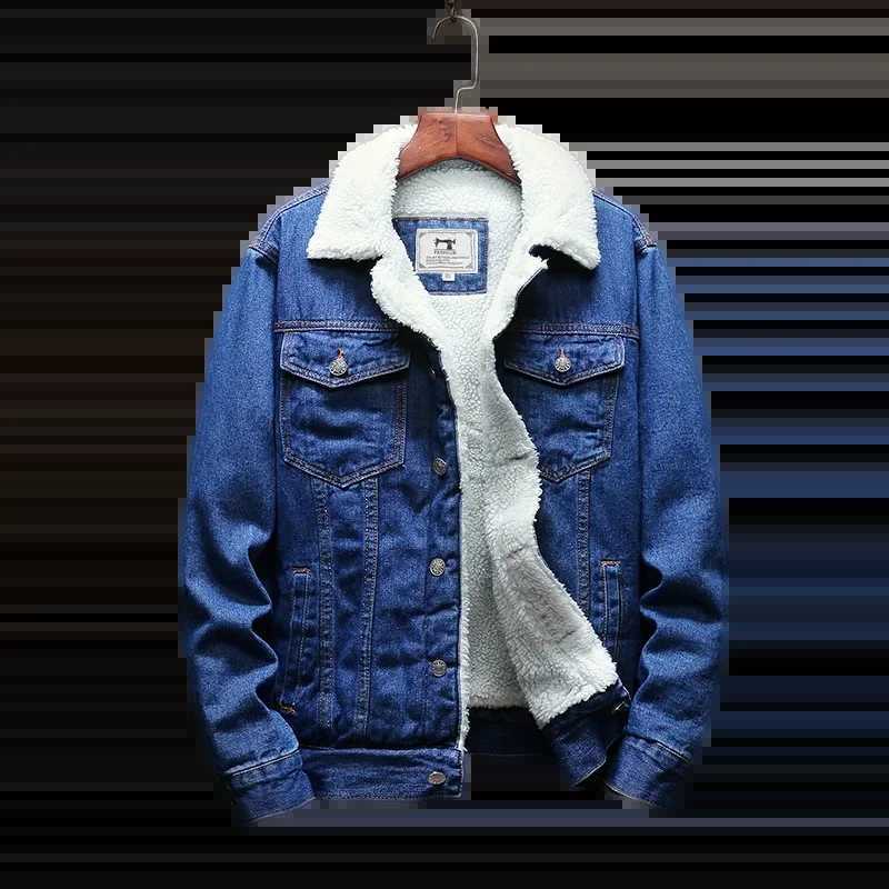 Autumn and winter new denim jacket mens thick jacket loose and loose cotton casual denim clothing W240914