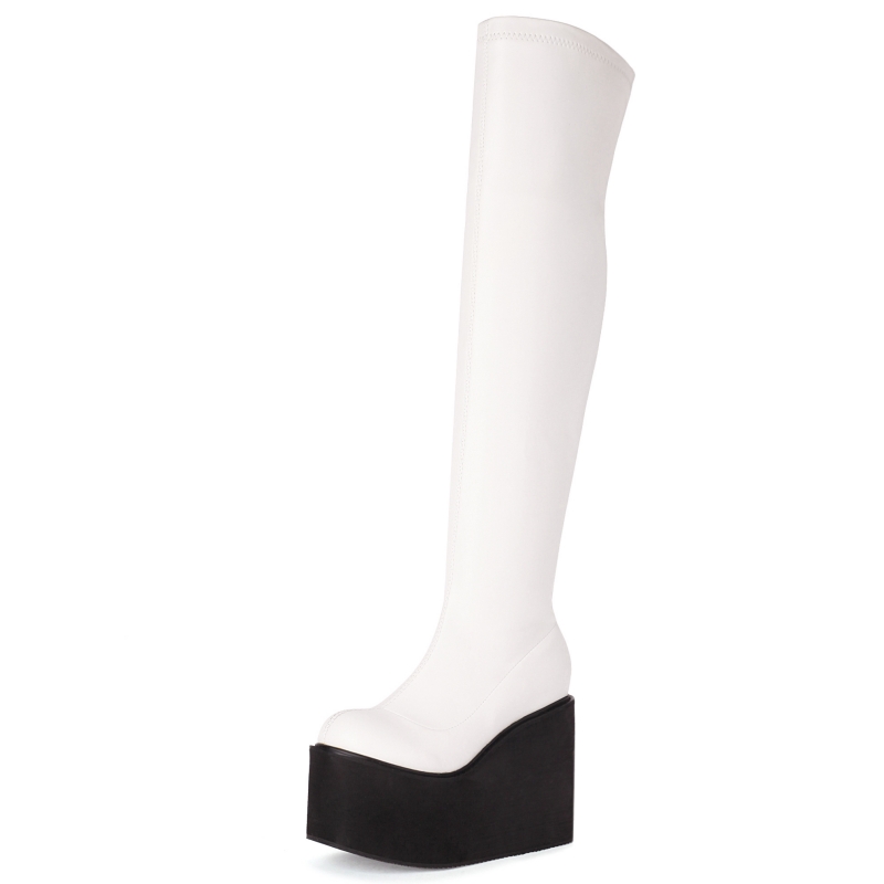 Wedge Platform Over Knee High Boots For Women Shoe 2023 Trends Black White Pink Heels Long Boot Winter Shoes Female Waterproof bff8 s