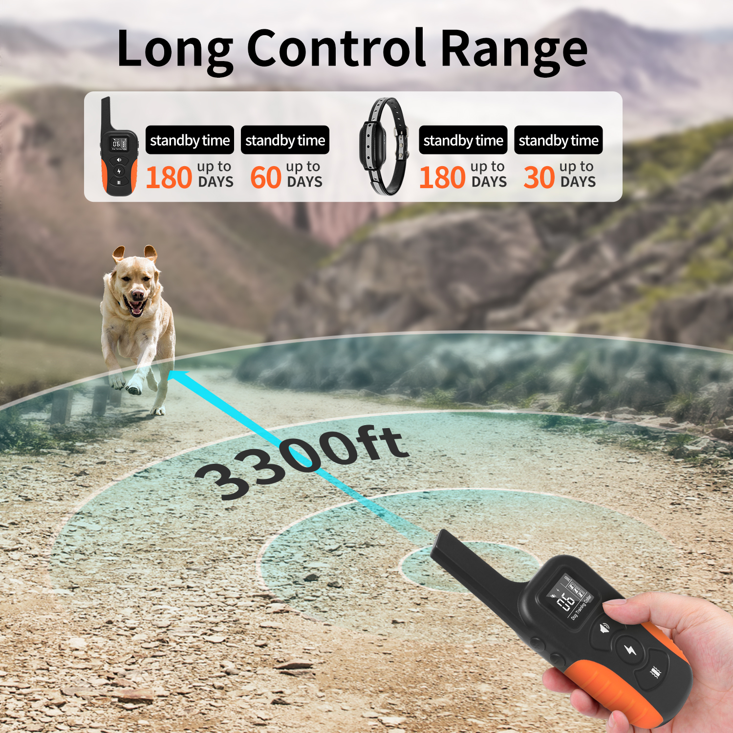 3300ft Remote Dog Training Collar Vibrating Dog Collar Beep Vibrate Electric Shock IPX7 Waterproof Rechargeable Bark Stop