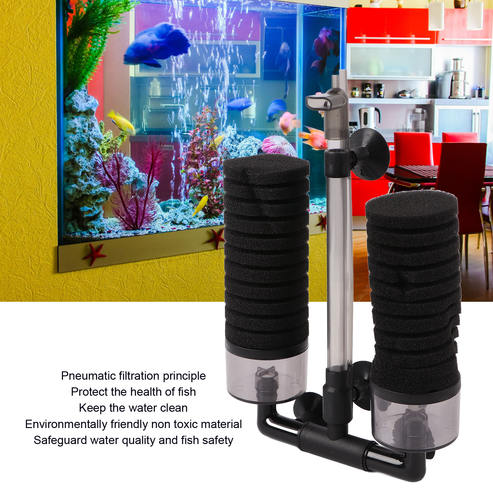 Aquarium Sponge Filter Strong Adsorption Capacity Quiet Mini Fish Tank Biochemical Water Filter With Filter Material YU-229A