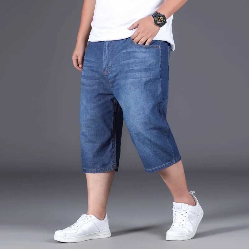 Big Size 28-48 50 Denim Shorts Jeans For Mens 150KG Loose Summer Thin Fatty Guy Casual Fashion Calf Five Length Large PantsX240914