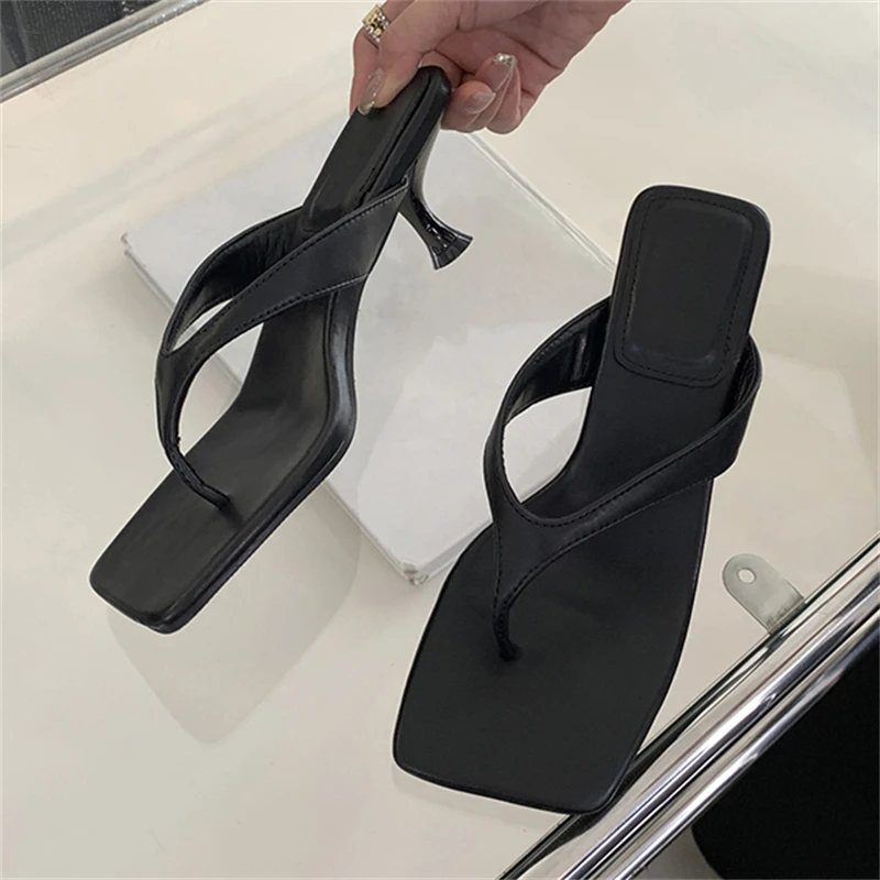 Eilyken New Fashion Square Open Toe Women Slippers Low Heels Sandals Summer Beach Flip-ps Slides Ladies Shoes 6c9d 4b5
