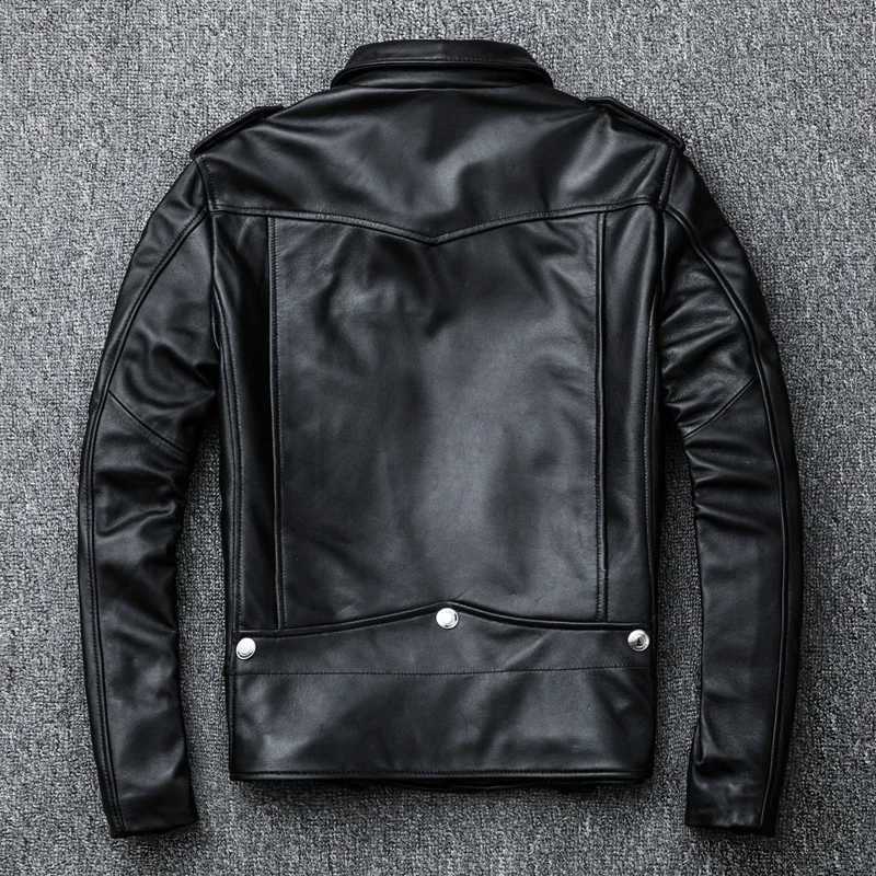 Spring Classical Perfecto Jacket Genuine Leather Motorcycle Jackets Men New Zealand Sheepskin Men Black Coat Slim SuitX240913