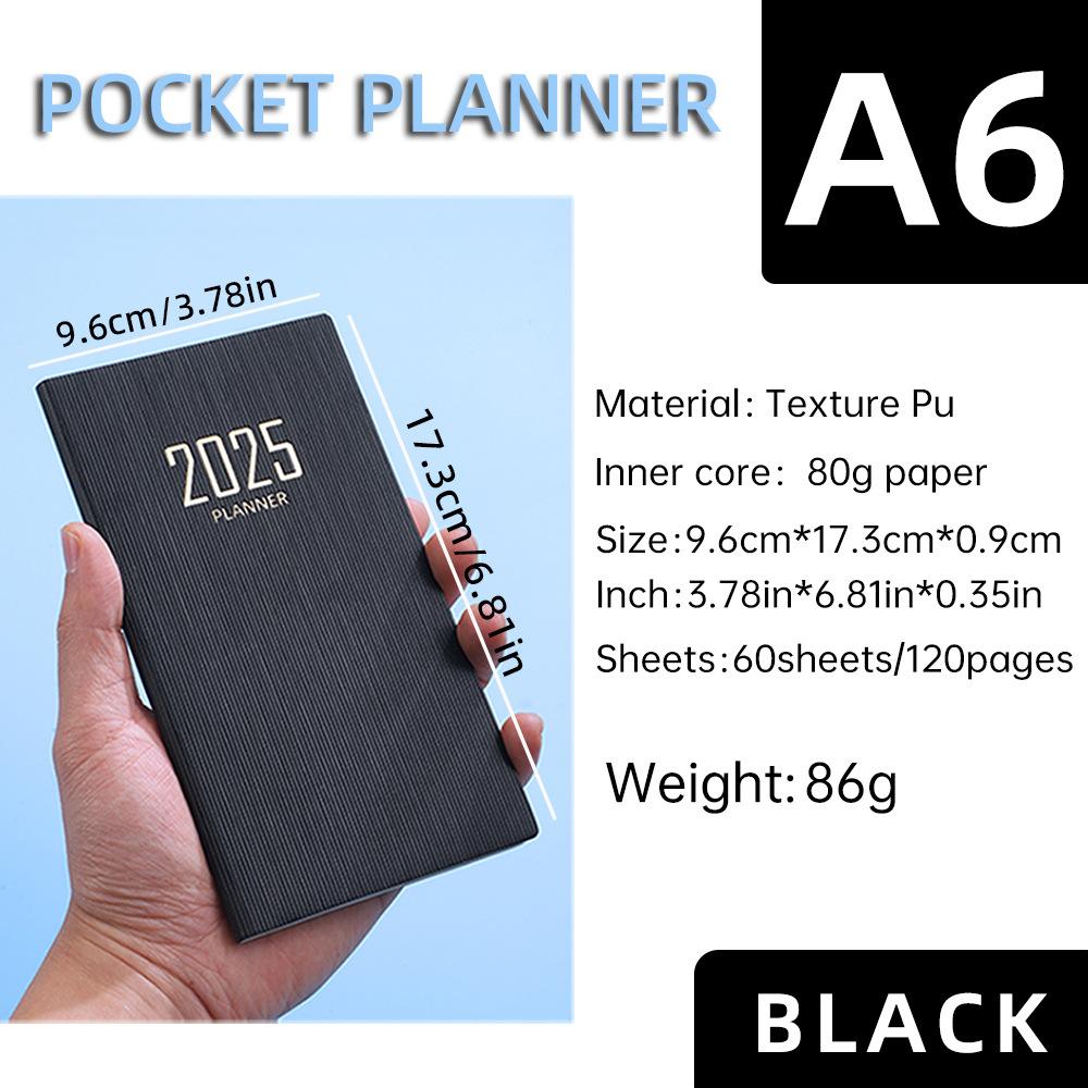 2025 Fashion Portable Schedule Planner, Multicolor Options, Diary/Plan Book