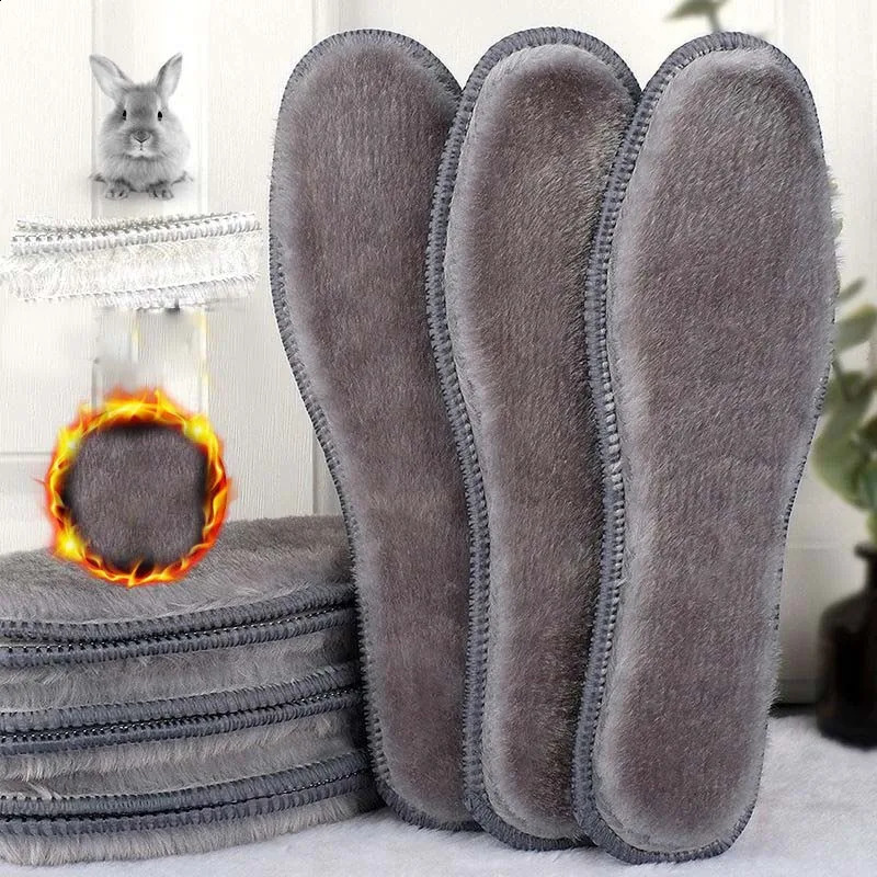 Thermal Felt Insoles Thicken Warm Heated Insoles for Men Women Winter Shoes Breathable Snow Boots Rabbit Shoe Pads 240914
