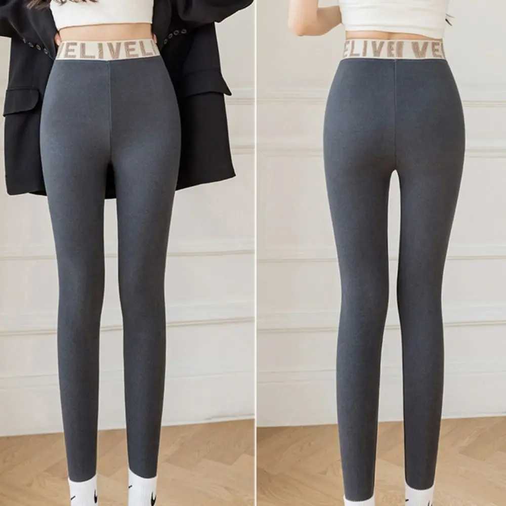 Cusual Letter Women Leggings Thickened Slim Fit Underpants Warm Autumn Winter Long PantsX240914